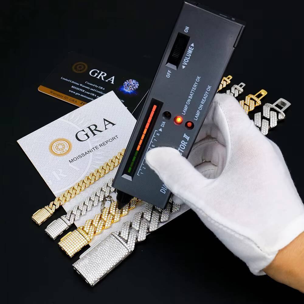 Factory 820mm Gold Plated 925 Sterling Silver Miami Iced Out Vvs Diamond Mossanite Moissanite Cuban Link Chain Bracelet for Men