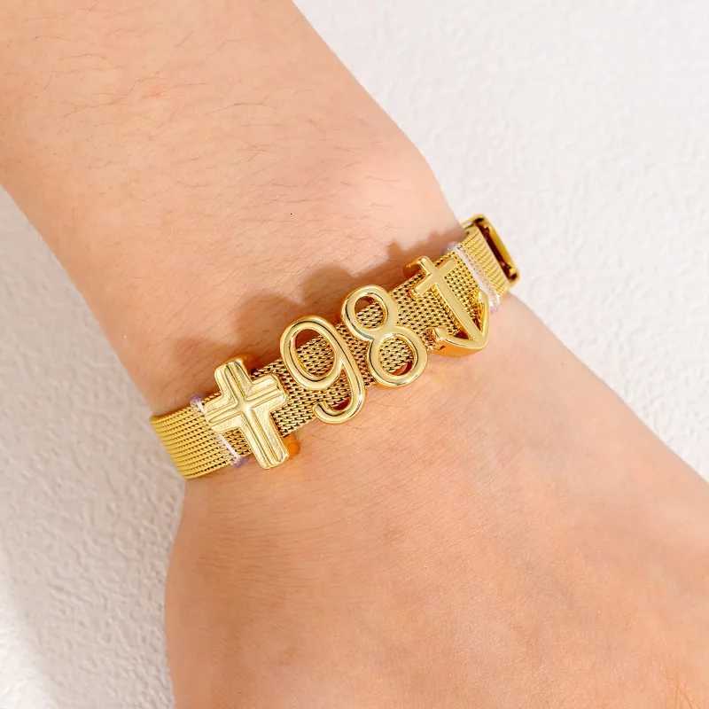 Adjustable Stainless Steel Digital DIY Bracelet Unisex Luxury Style Wrist Decor Accessories 10mm Band Handmade Charm JewelryGift W250904