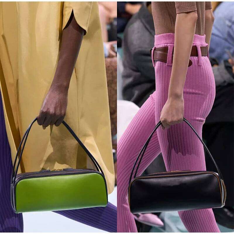 New Leather Hand-held Bowling For Women Popular Contrast Color High-end Shoulder Commuting Underarm Bag Zipper Coin Purseluxury bag tote bag