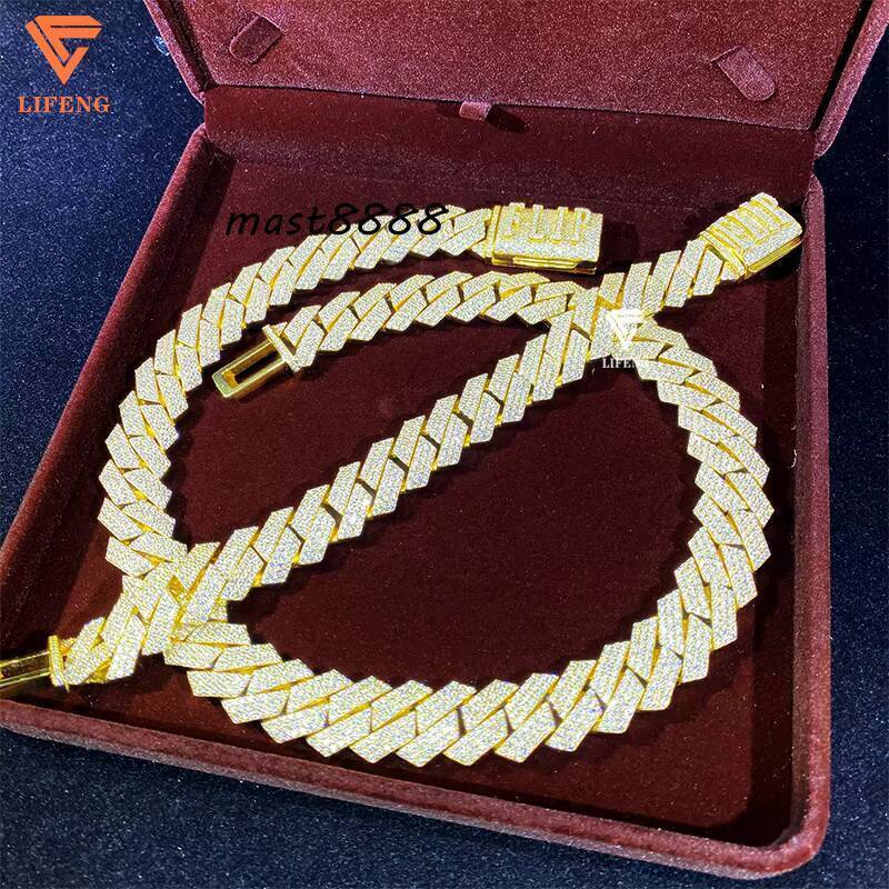 15MM 18MM 20MM Heavy Cuban Chain Custom Hip Hop Iced Out Jewelry Moissanite Diamond 925 Cuban Link Chain