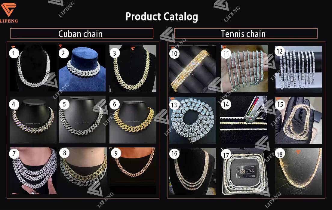 10mm 12mm 14mm Lced Out Hip Hop Fine Jewelry Necklace Rose Gold 925 Sliver Vvs Moissanite Diamond Miami Cuban Link Chain