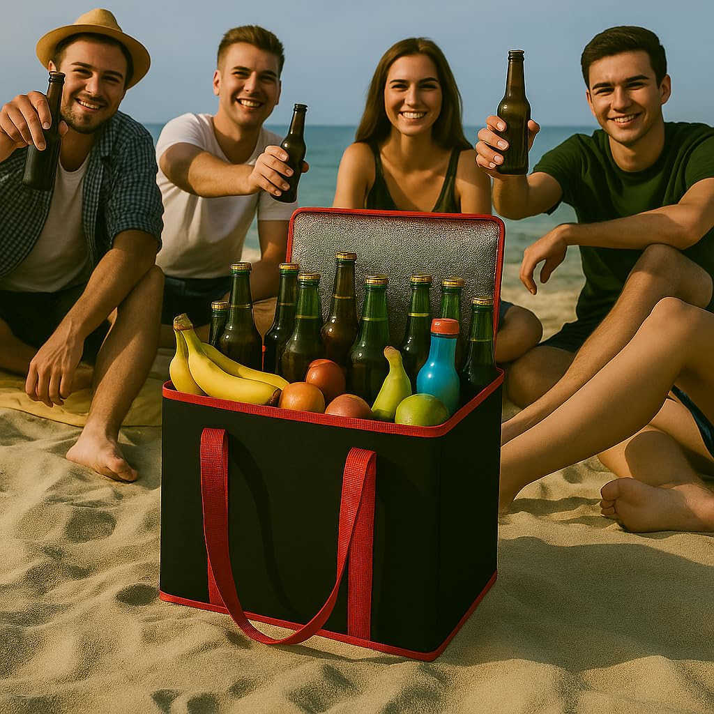 2Pack XLLarge Insulated Grocery Shopping Bags Black Reusable BagThermal ZipperCollapsibleToteCoolerFood Transport hot and ColdCamping delivery GrocW25