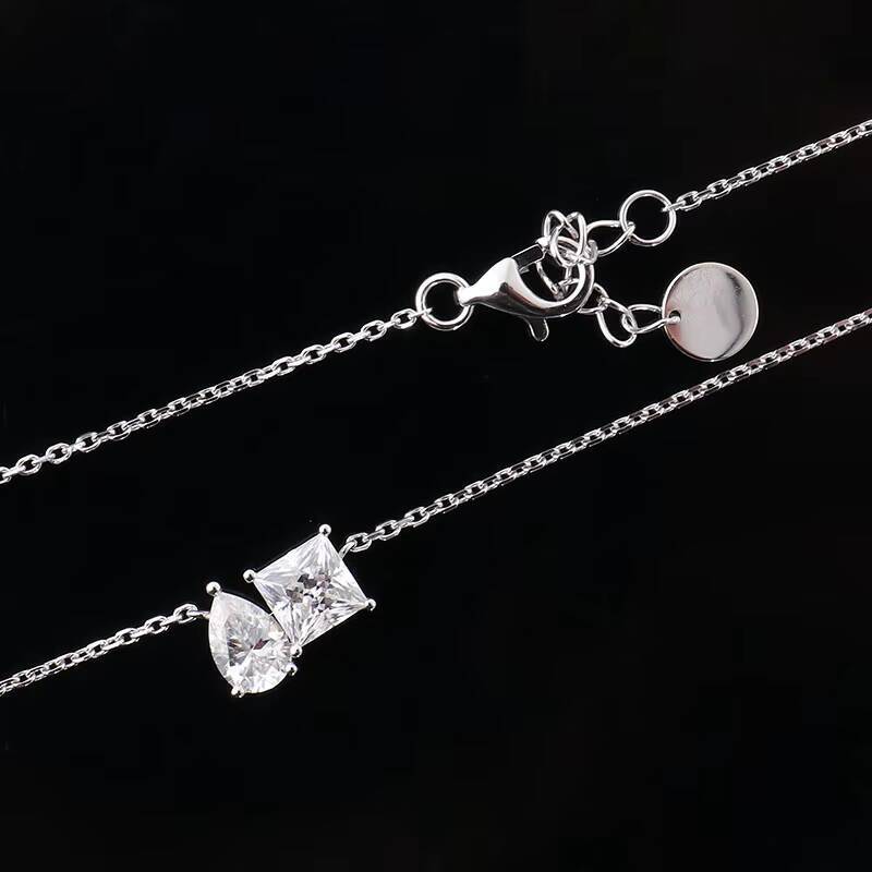 Minimalist 2 Stone Necklace Dainty Necklace 10k White Gold 2 Diamond Graduation Necklace Gift for Her Motivational Present