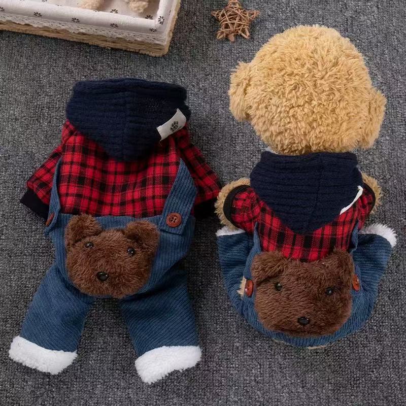 T1112 Winter Bear Fleece Dog Clothes for Small Dogs - Cute Teddy Bear & Panda Designs