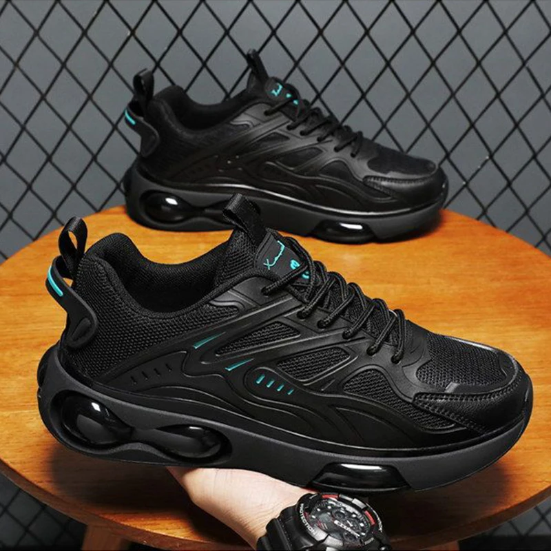 New mens trainers running shoes Fashion Leisure sneakers Spring and Autumn Black Mesh Breathable anti-skid Teenagers sports shoes Size 39-44