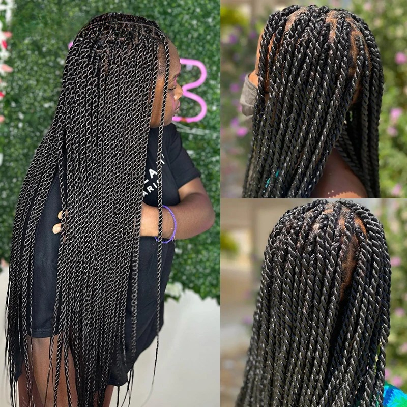 200 Density 360 Full Lace Wig Black Braids Wig Free Part Brazilian Lace Front Wig With Baby Hair Jumbo Braided Wigs for Black Women