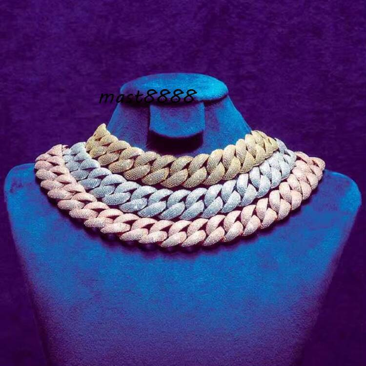 Hip Hop 22Mm Full Iced Out Vvs Moissanite MenS Cluster 6 Rows Miami With 925 Silver 7Mm Cuban Chain Moissanite With Certificate