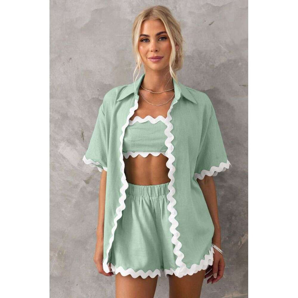 Women's Simple Fashion Short Shirt Casual Suit