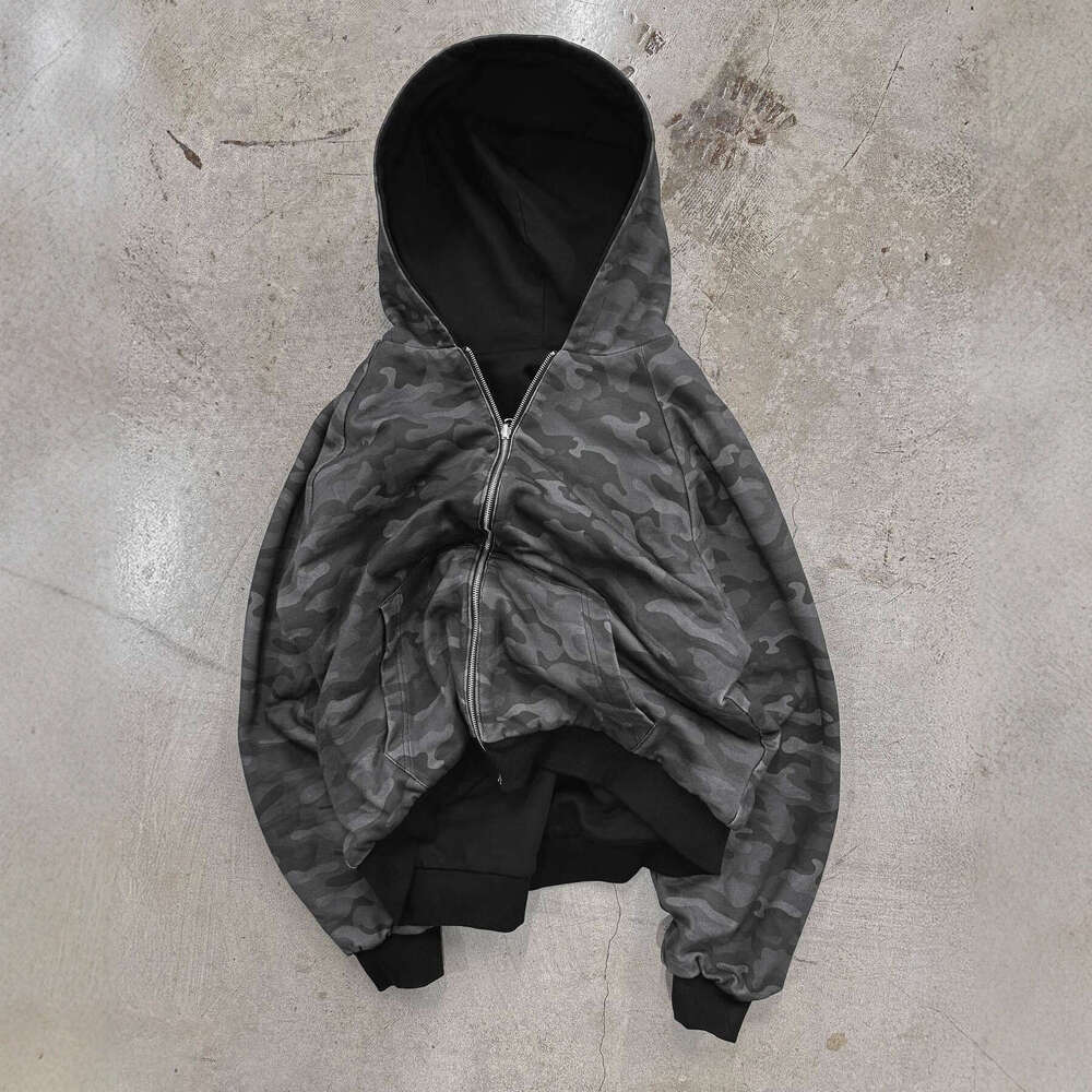 Camouflage Reversible American Style Zipper Hoodie Sweatshirt Autumn Jacket Couple Trendy Top