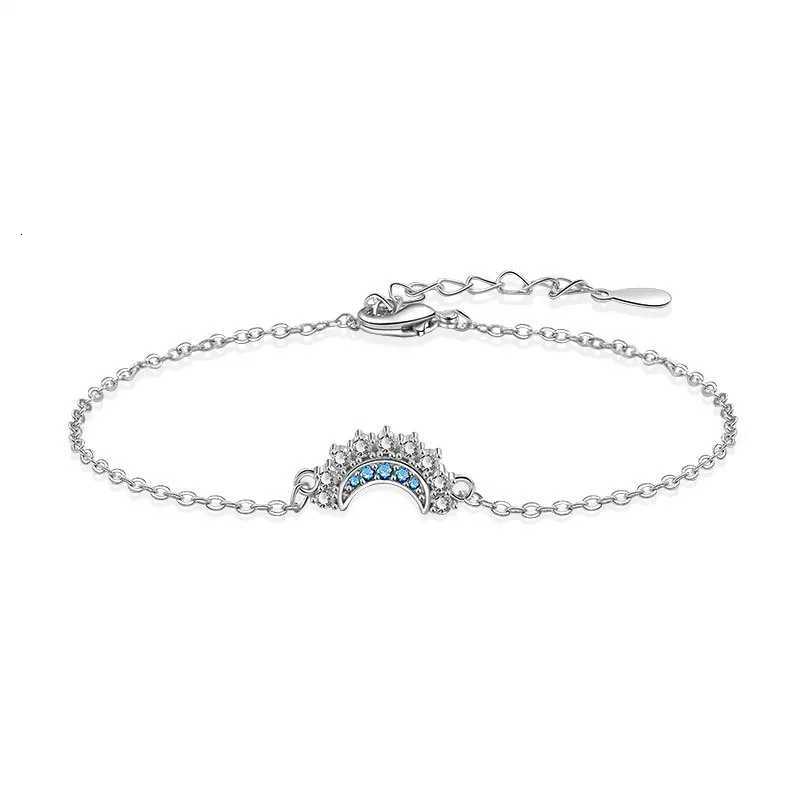 925 Sterling Silver Moon and Sun Diamond Chain Bracelet For Girl Gift Trendy Jewelry Accessories Dropshipping Wholesale W250904