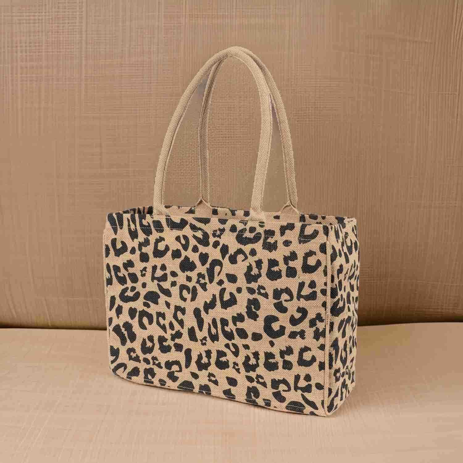 Tote Bag Leopard Print Durable Handle Reinforced Bottom and Interior Zipper PocketW250904