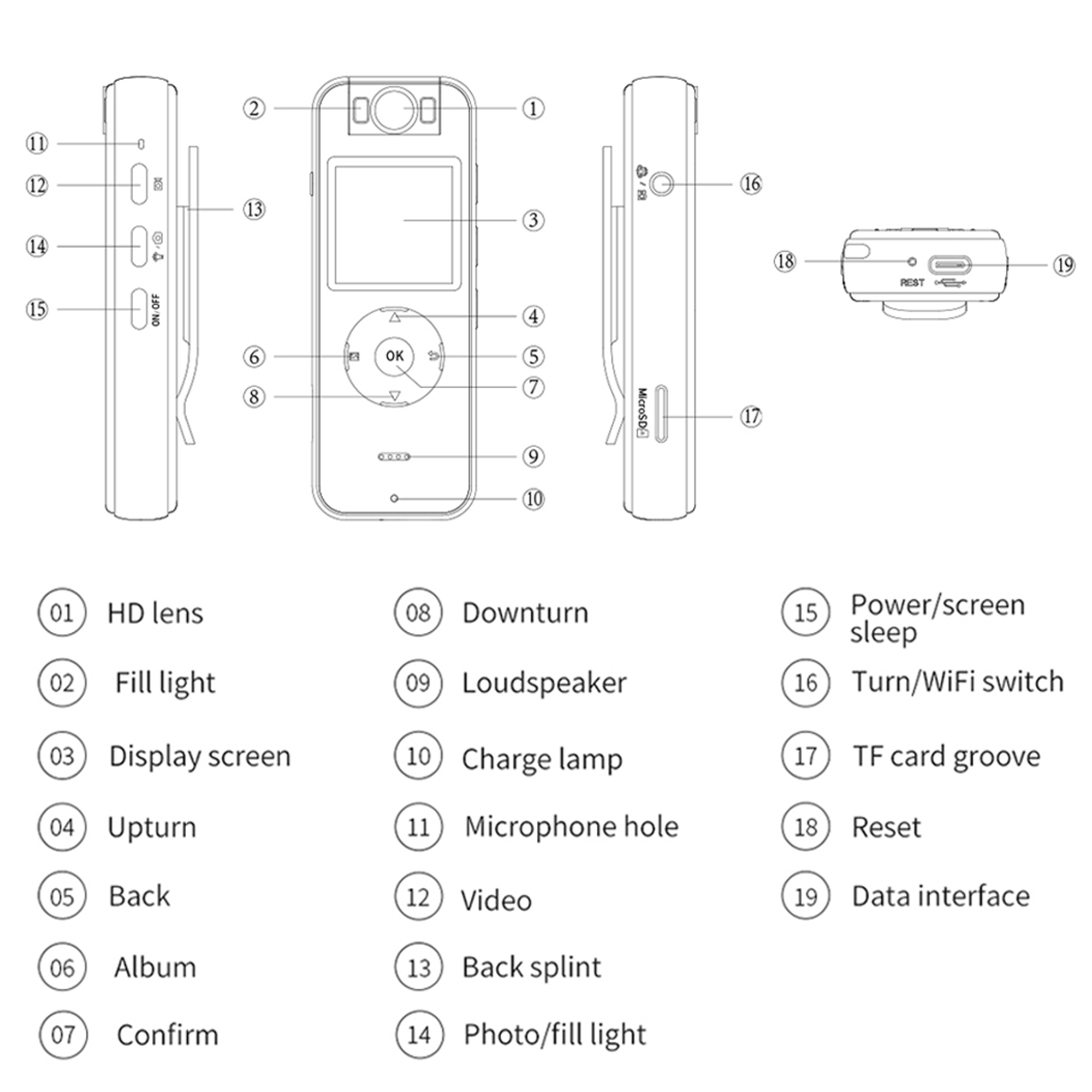4K Pocket Action Camera, 4H+ battery life, 180° Handheld DV, Wearable Body Cam,1400mAh Vlogging Camera 128G Card, With 1/4 Screw Bracket