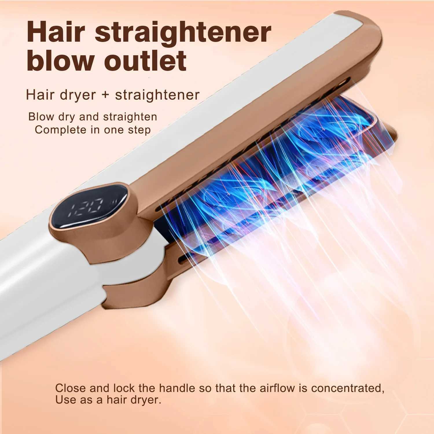 2in1 Hair Straightener and Dryer HeatUp Flat Iron Straightener Dry and Wet Dualpurpose Negative Ion Straight Air Flow BlowerW250904