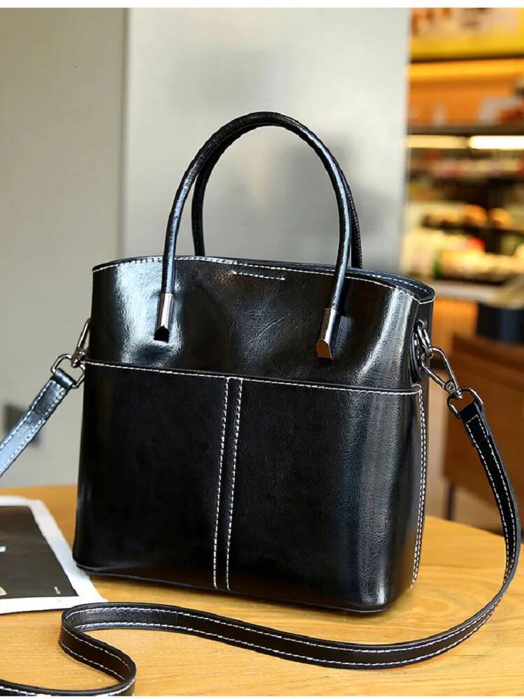 100% Genuine Leather Women Bucket Casual ladies crossbody Hand High Quality Cowhide Commuter Shoulder Bag for girls