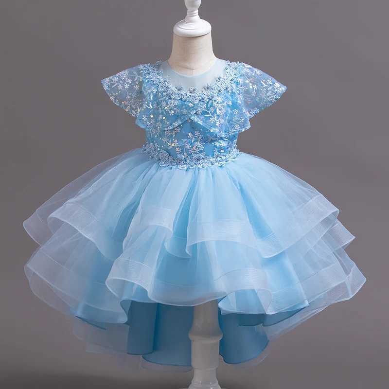 T245 Girls Clothing Princess Dress Girl Wedding Dress Kids Baby Evening Trailing Dress Z250904