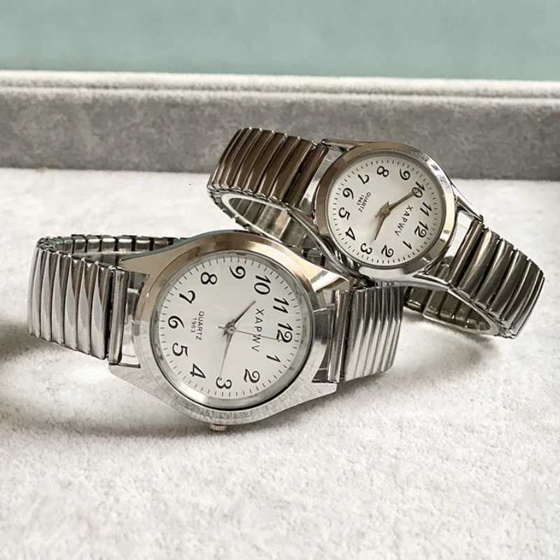 Couple Man Wen Wrist Watches Stainless Steel Band Alloy Lovers Business Quartz Movement Wristwatch Elastic Strap Band Watch X2509041