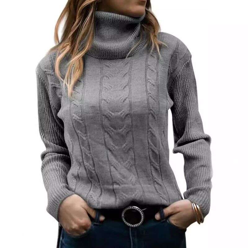 Women's Clothing Autumn And Winter New Solid Color Turtleneck Retro Long Sleeved Sweater Women's Clothing