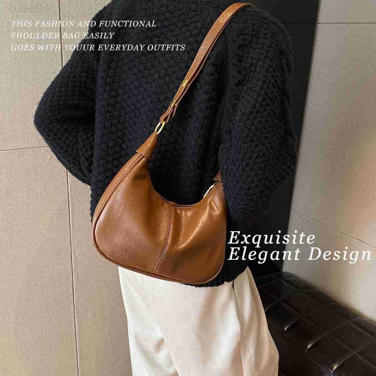 Small Hobo Bag for Women Crescent Retro Tote Handbags PU Leather Shoulder Bag 2025 M250903