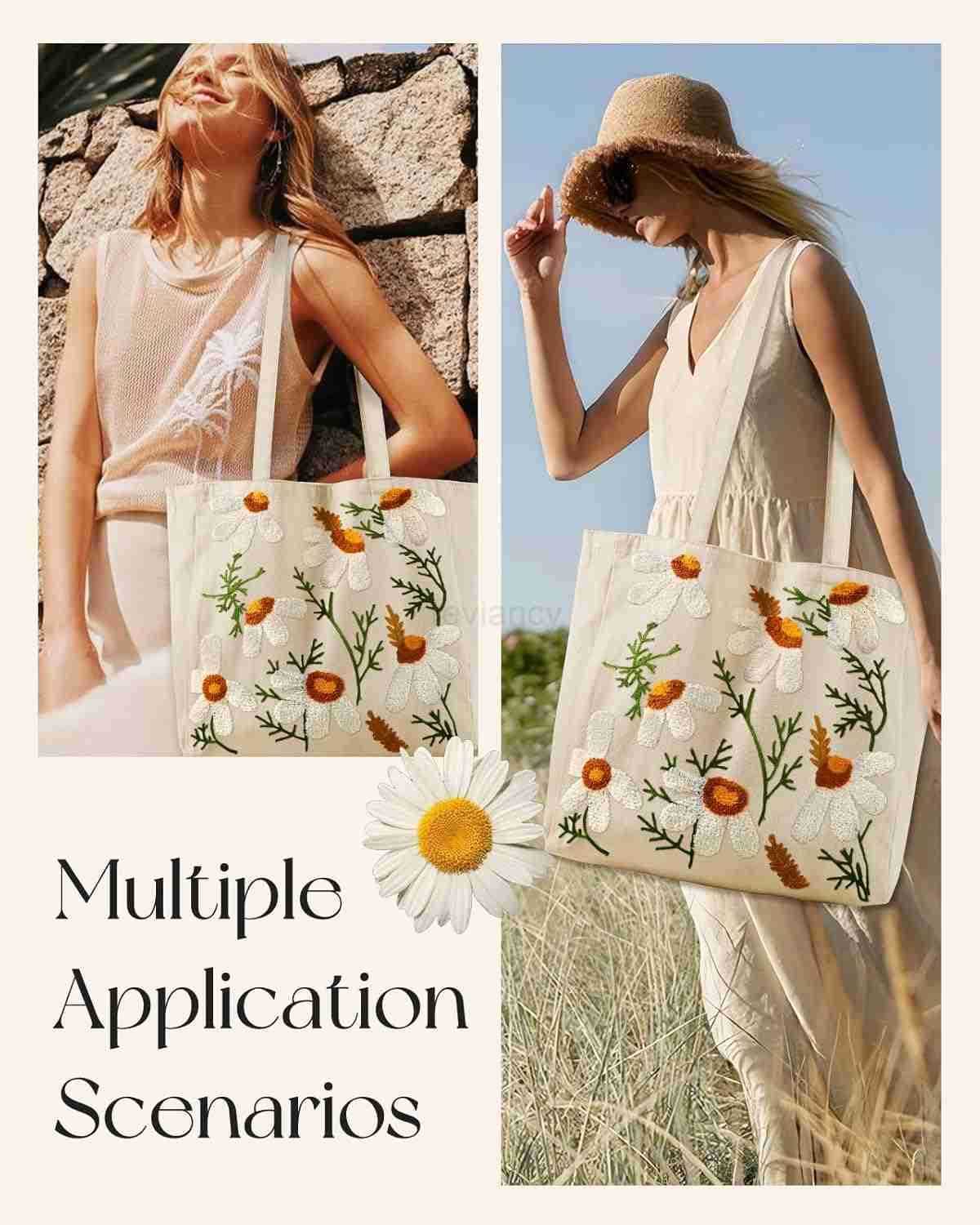 Tote Bag for Women Reusable Canvas Cute Shoulder Bag for Shopping Grocery Work BookW250904