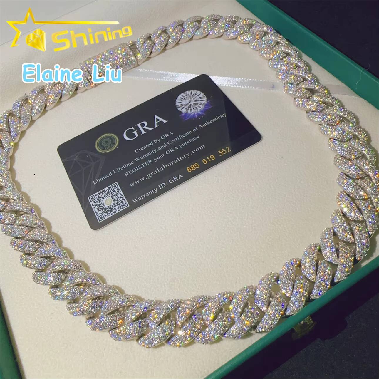 Hip Hop Jewelry VVS Moissanite Diamond Miami Cuban Necklace 16MM Sterling Silver 925 Cuban Link Chain Necklace