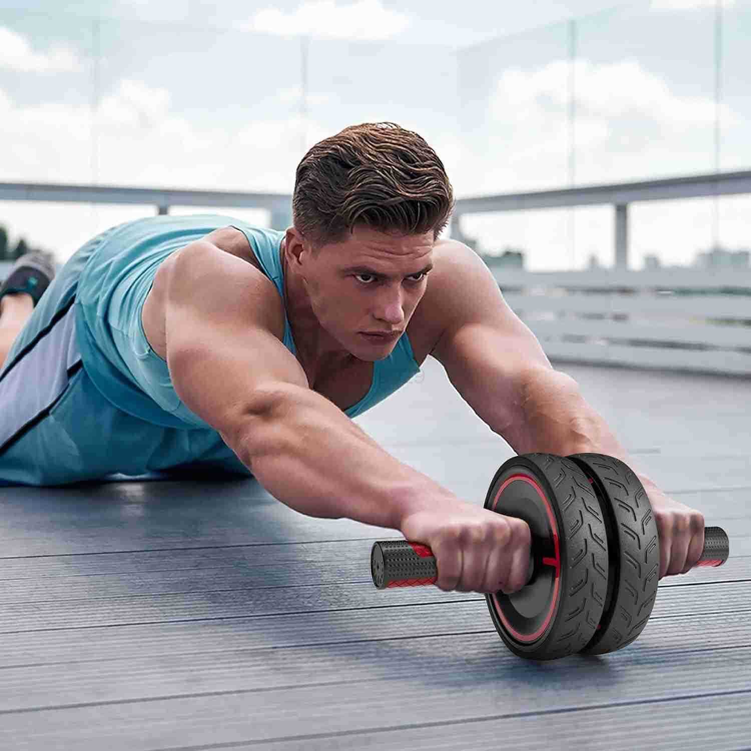 Ab Roller Wheel Heavy Duty Workout Equipment for Home Gym Professional Metal Handle with Rubber Surface Abdominal Exercise Wheel for Strength Training