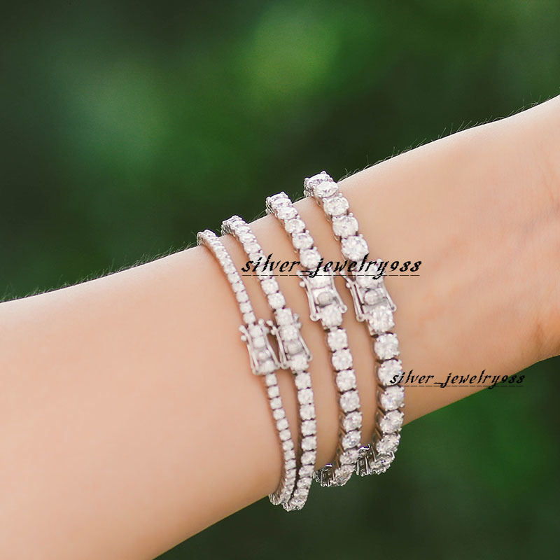 4mm Moissanite Diamond Iced Out Tennis Bracelet Factory Wholesale Bracelets VVS Men Women 14k Solid Gold Bracelet