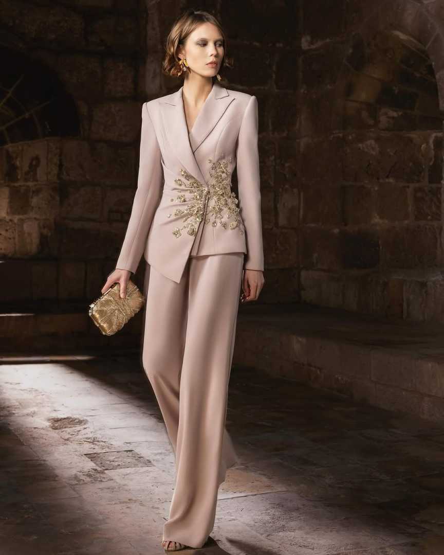 Graceful Women Suit 2 Pieces Sequins Appliques Jacket Blazers Formal Office Ladies Customized Wedding Prom Wear