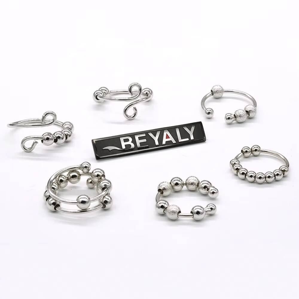 Anxiety Relief Personality New Ratable Beads StressRelieving Jewelry Ring Design