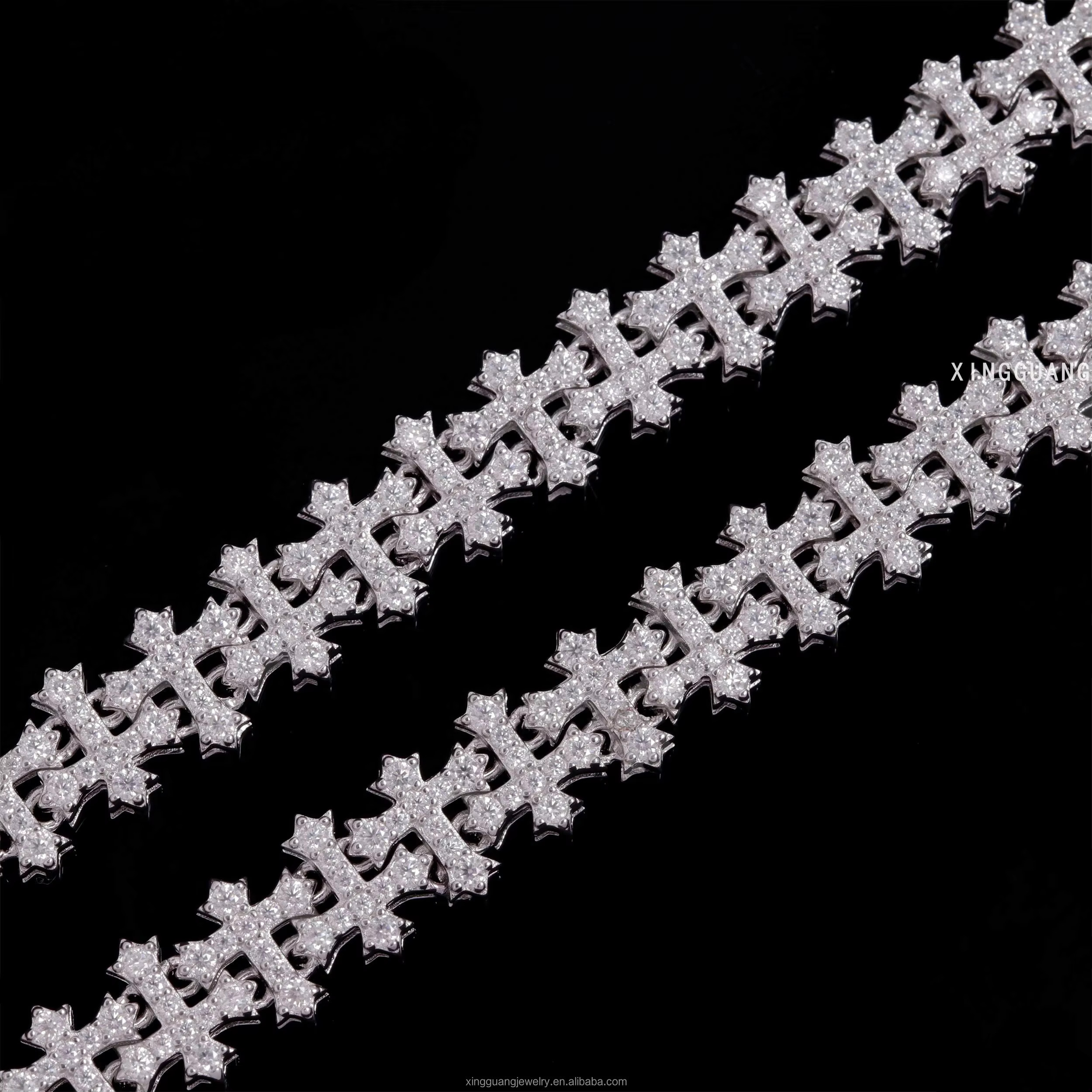 New Design Sterling Sier Gold Plated Link Bracelets Iced Out Vvs Moissanite Full Dia Ddmyday Cross Chain Bracelet Ddmyday