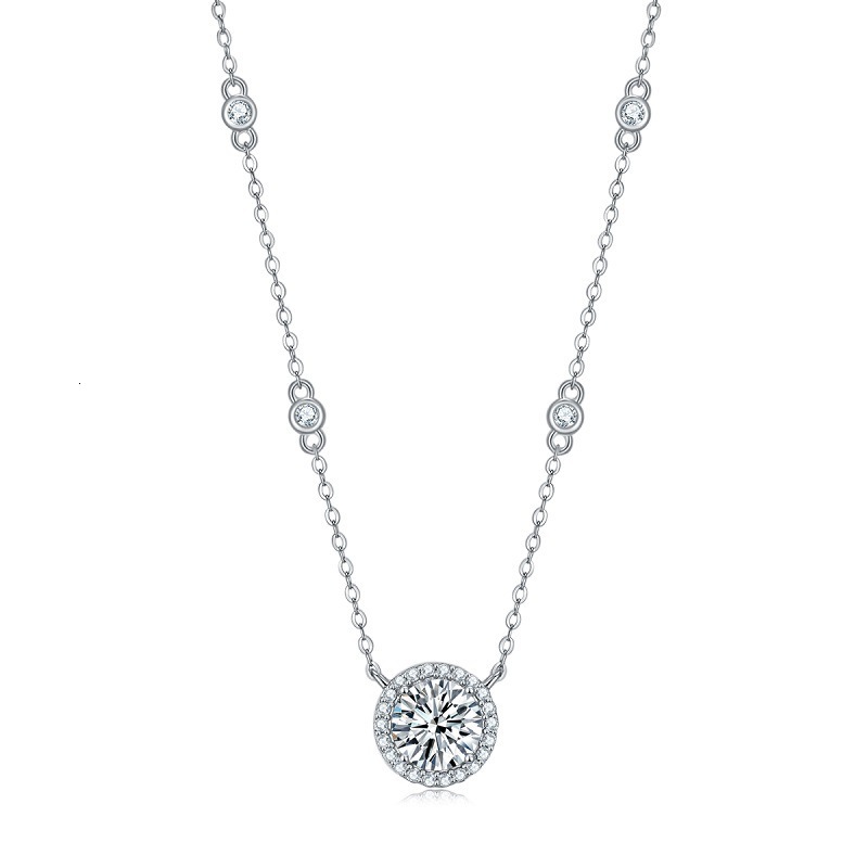 Sterling Silver Necklace for Women Small and Exquisite Mini Round with Embedded Diamonds Necklace S925 250106