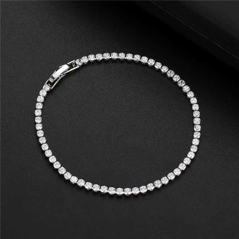 Hip Hop Bling d Out Cubic Zirconia Bracelet Tennis Chain Bracelets Women Men CZ Link Chain BFF Jewelry White Black PulserasXJ250904