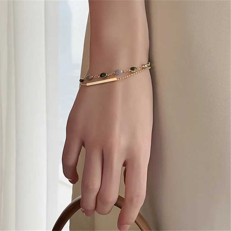 Accories for Women Crystal Charm Bracelets for Women Gold Color Beaded Chain Double Layered Adjustable Bracelet Jewelry GiftXJ250904