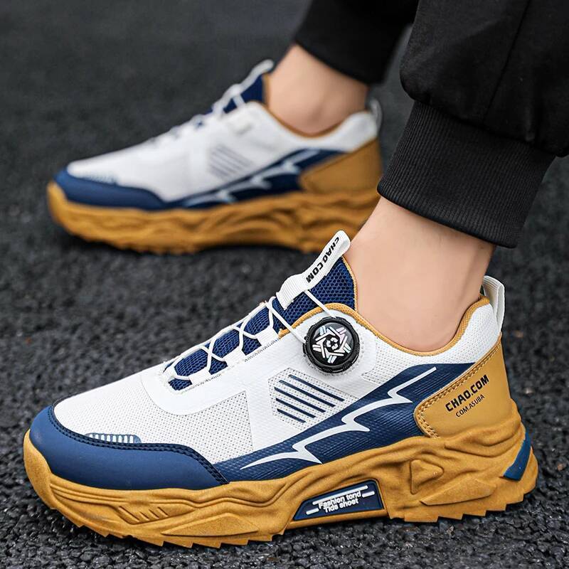 Men's Korean breathable casual sports four season new soft soled Rotating shoelaces outdoor running shoes student sneakers ddmysaturn