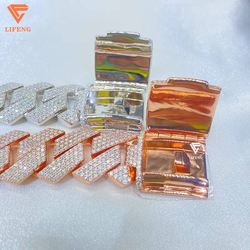 Hip Hop Jewelry Cuban Link Chain 20mm 4Rows 925 Sterling Silver VVS Moissanite Iced Out Diamond Cuban Chain Bracelet for Men