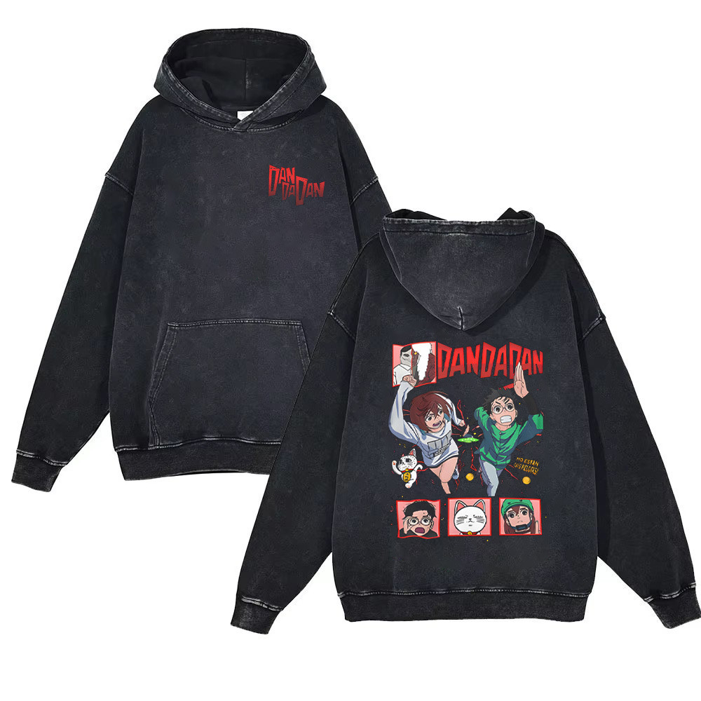dandadan Anime Merchandise Cartoon Cross-Border New Arrival 440g Heavyweight Pre-Washed Hoodie for Men & Women Trendy Style - VT2639
