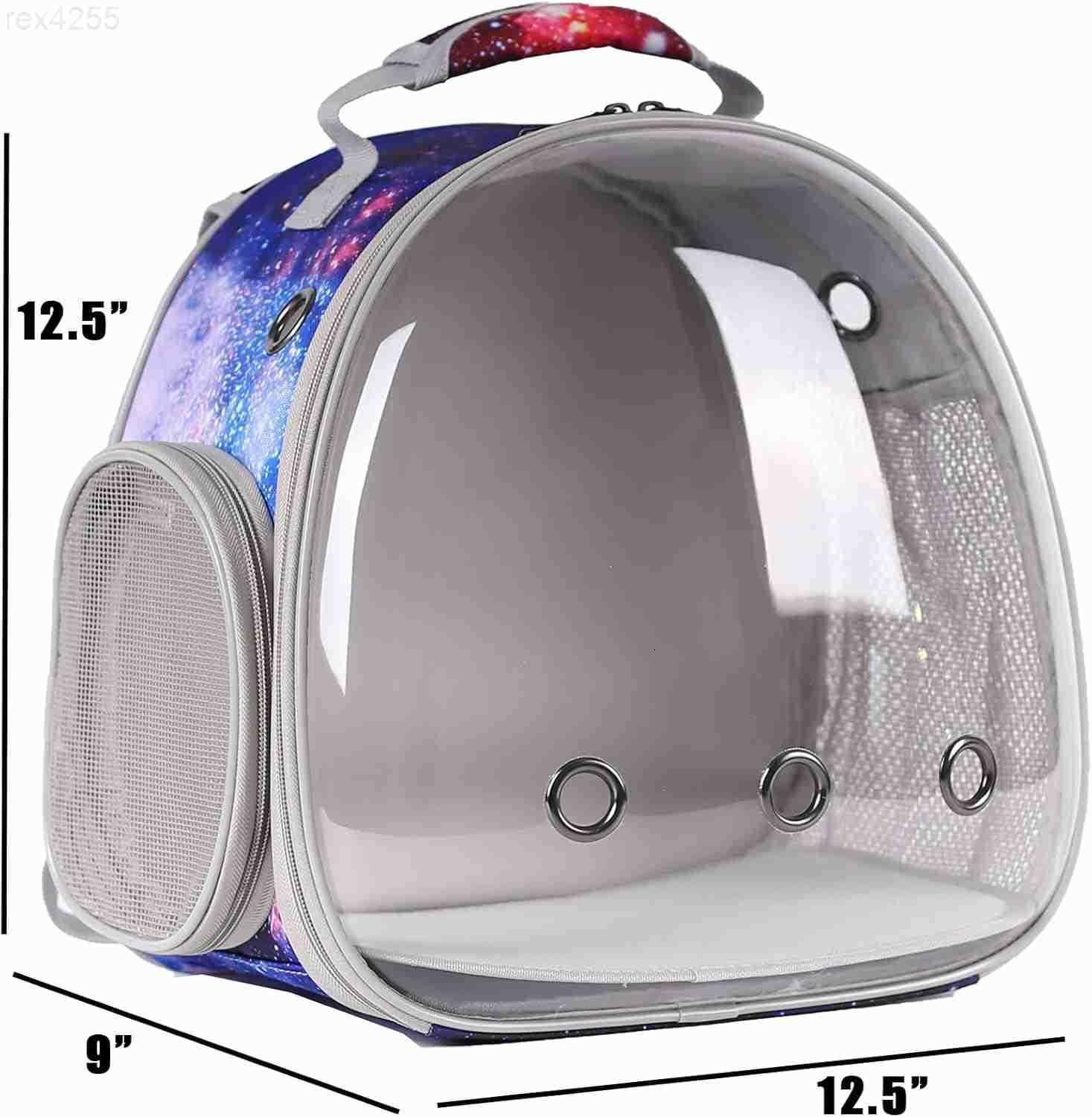 Backpack with Space Capsule Clear Bubble Window Portable Small Animal Backpack Travel Pet Carrier Galaxy for Guinea Pig Rabbit Bearded Dragon Rat Liza