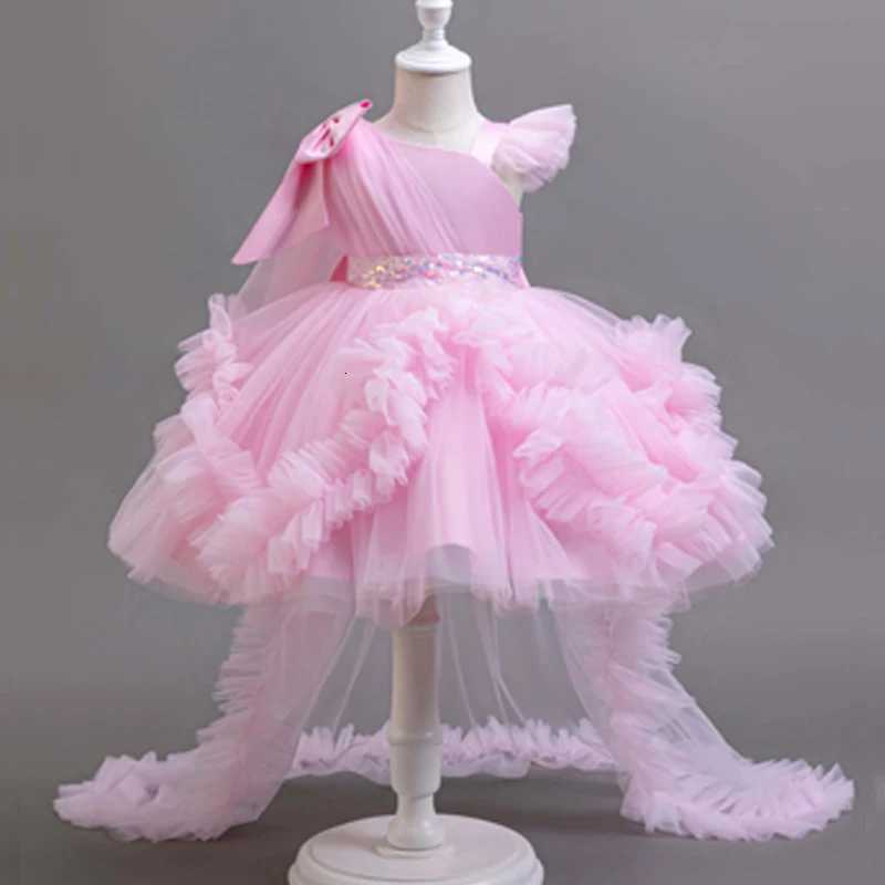 KLFLGD New Summer Girls Party Dresses Flower Girl Wedding Elegant Party Dress 2-6 Year Old Girl Pink Tulle Tail Dress Z250904