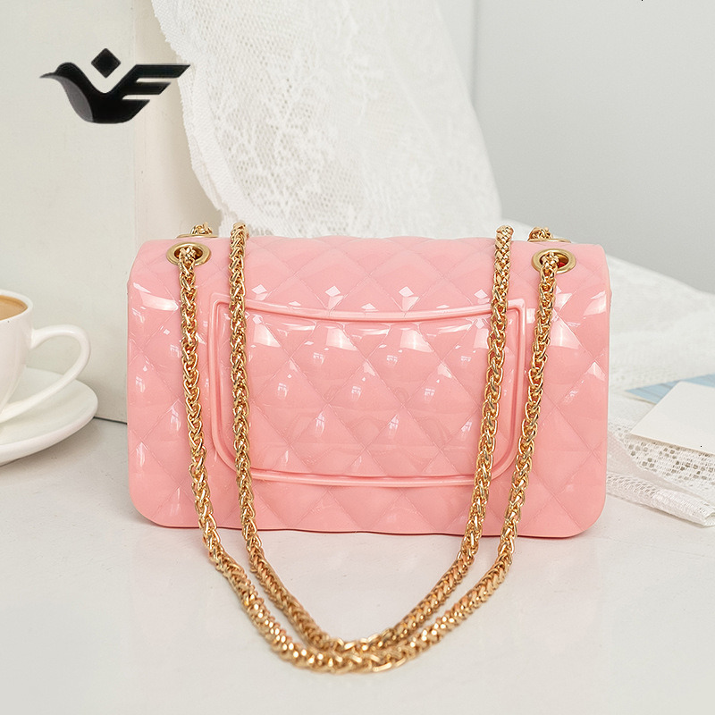 Feiyan Free Shipping New Designer Bag Luxury Shopping Bag Women's Single Shoulder Bag Thick Chain Lock Jelly Small Square Bag Fashionable
