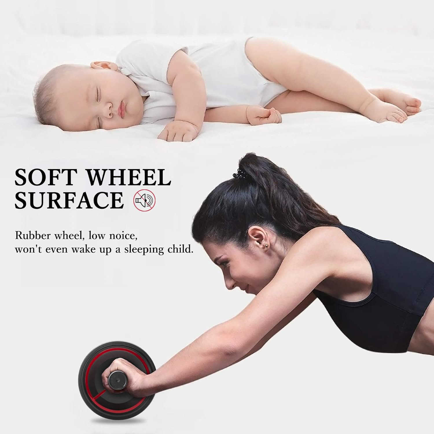 Ab Roller Wheel Heavy Duty Workout Equipment for Home Gym Professional Metal Handle with Rubber Surface Abdominal Exercise Wheel for Strength Training