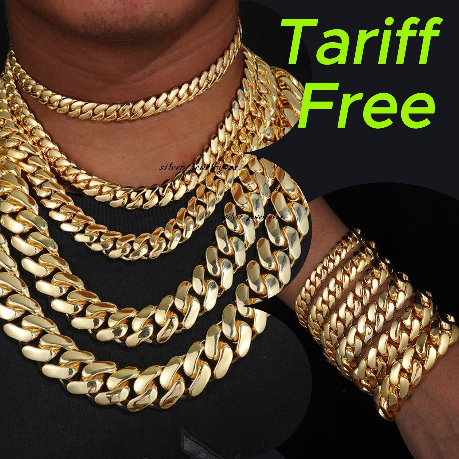 Brass Cuban Link Chain Bracelets Necklaces 14K 18K Rose Gold Plated Heavy Solid Miami Cuban Link Chain Hip Hop Jewelry for Men