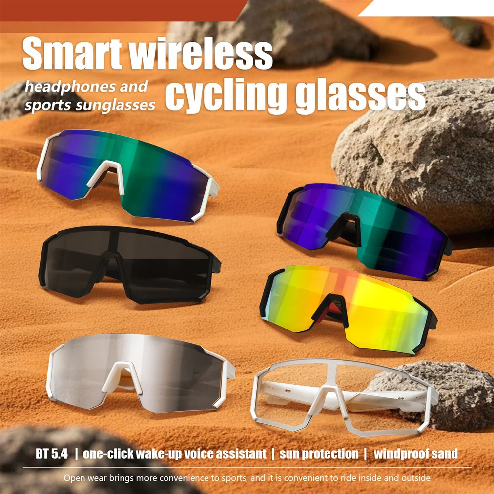 Smart Cycling Glasses Men Bluetooth UV400 Polarized Sunglasses Man AI Voice Intelligent Headphones Call Music Play Camera Remote 250904