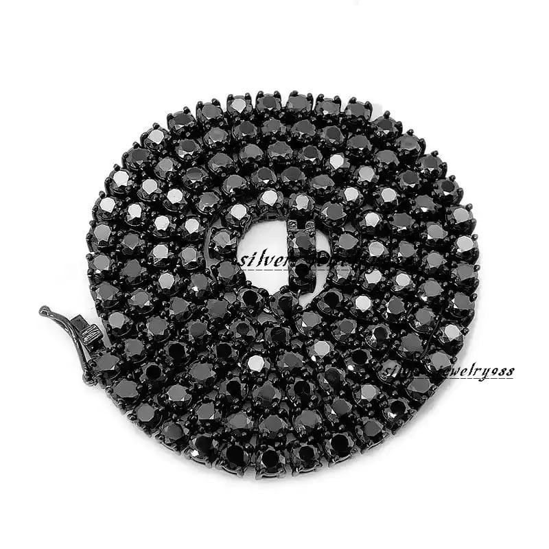 Hip Hop VVS Moissanite 3mm Tennis Chain Simple Style Bling 925 Sterling Silver Luxury Fine Jewelry Green Tennis Necklace