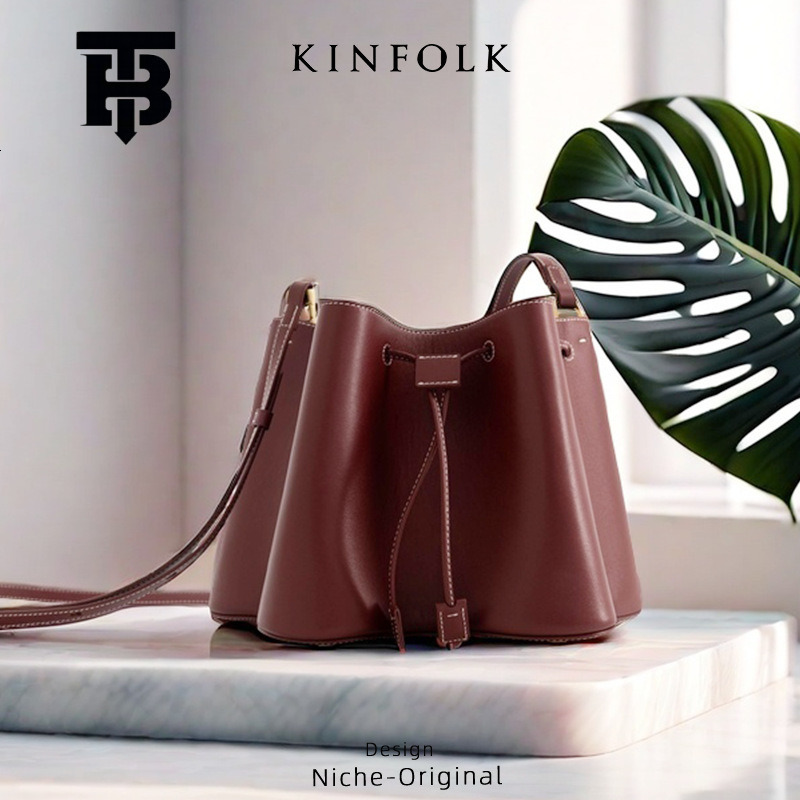 TB BHULAMTE Women's Bag 2025 New Fashion Designer S Bag Elegant Turkish Pleated Drawstring Bucket Bag Handbag Shoulder Crossbody Bag