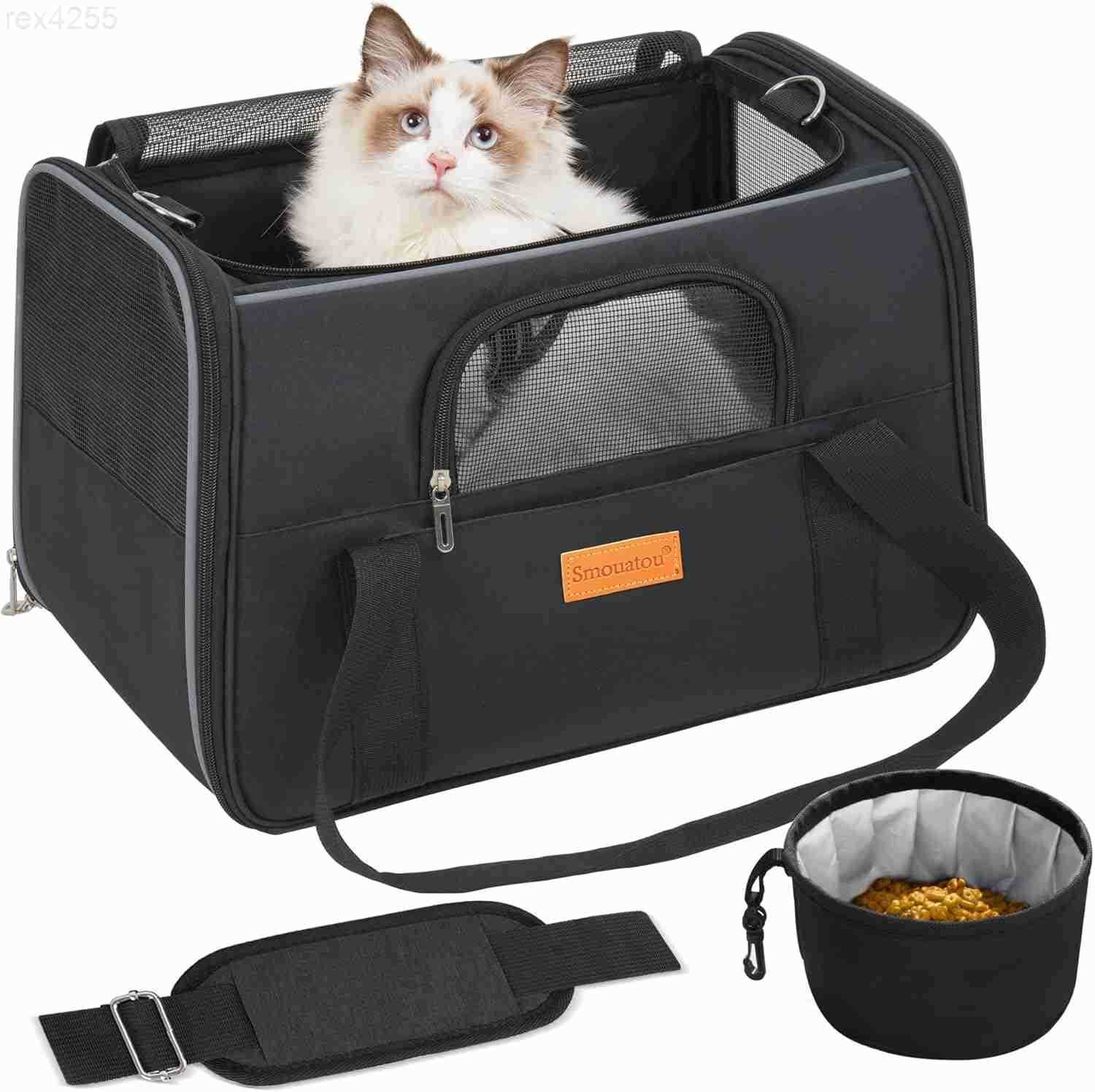 Cat Carrier Dog Carrier Cat Bag Carrier Cat Travel Carrier SoftSided and ScratchProof mesh Cat Bag Pet Carriers Travel Puppy Carry Pet Home GreyW25090