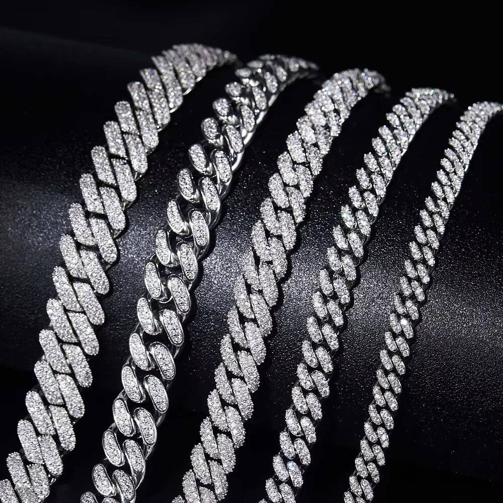 Moissanite Cuban Necklace Ice Out 925 Sterling Silver Moissanite Cuban Link Chain Hip Hop Jewelry