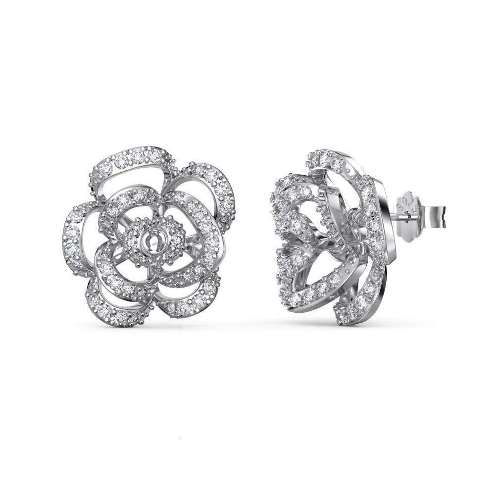 Korean Version New S Pure Sier Maple Leaf Butterfly Rose Flower Zircon Design Sense Niche Light Earrings for Women
