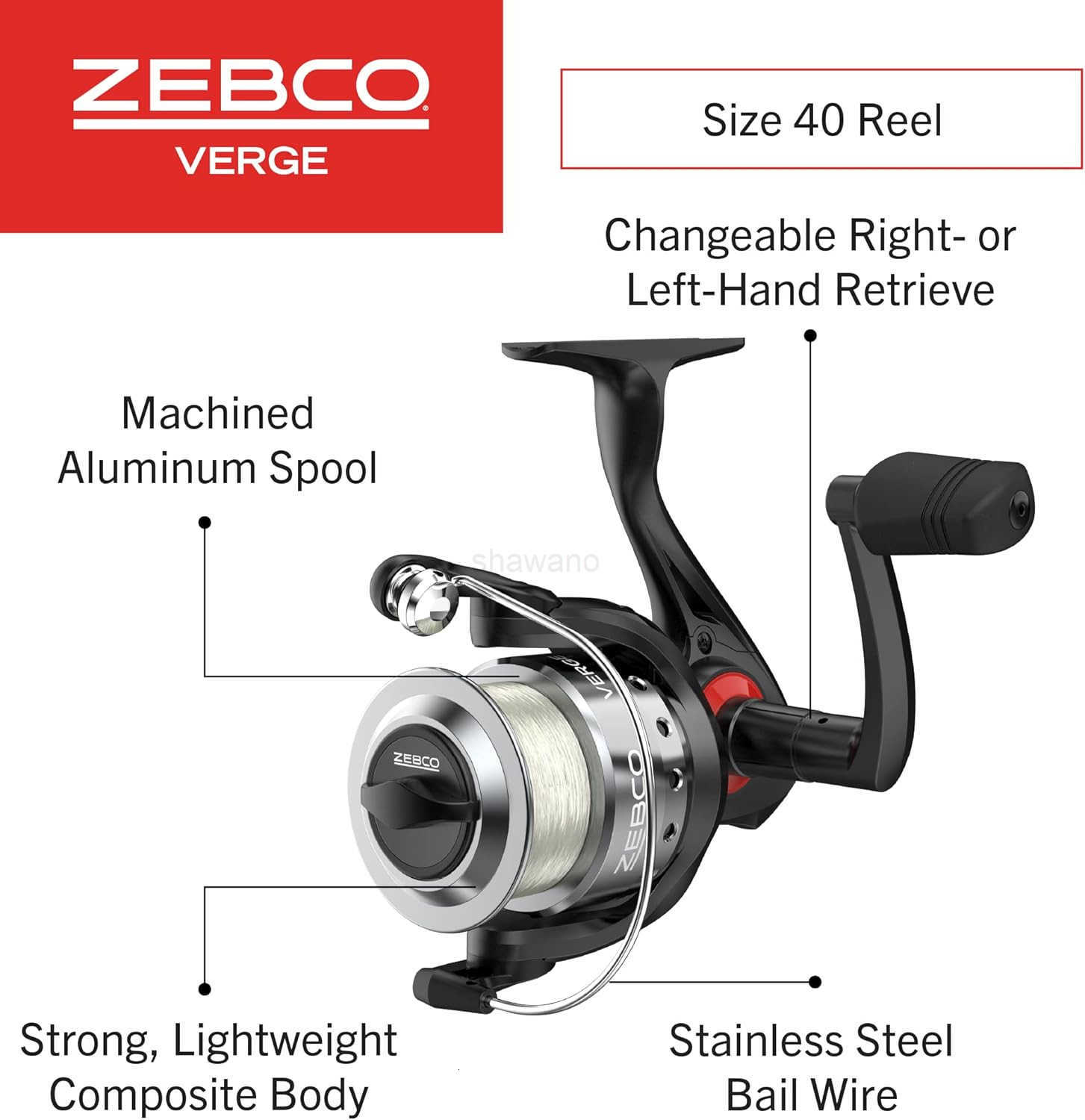 Spinning Fishing Reel Right or LeftHand Retrieve PreSpooled with Zebco Fishing Line AllMetal Gears TRU Balance Rotor Black W250904