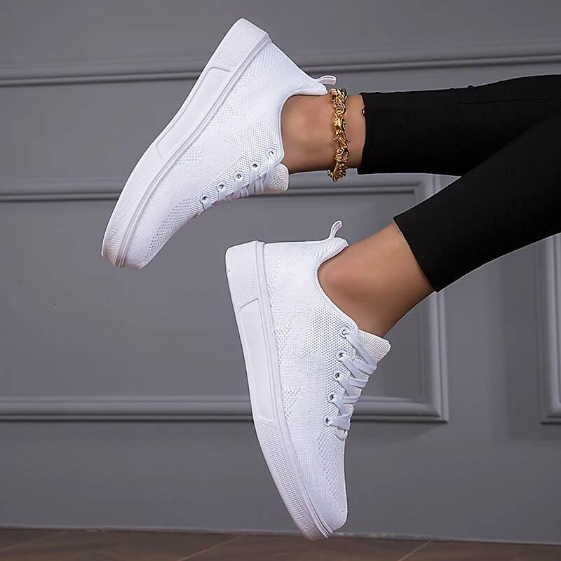 TUINANLE Black Women Casual Mesh Lace-up Sport Flat Shoes Girls Breathable White Chunky Sneakers Tenis Feminino ddmysaturn