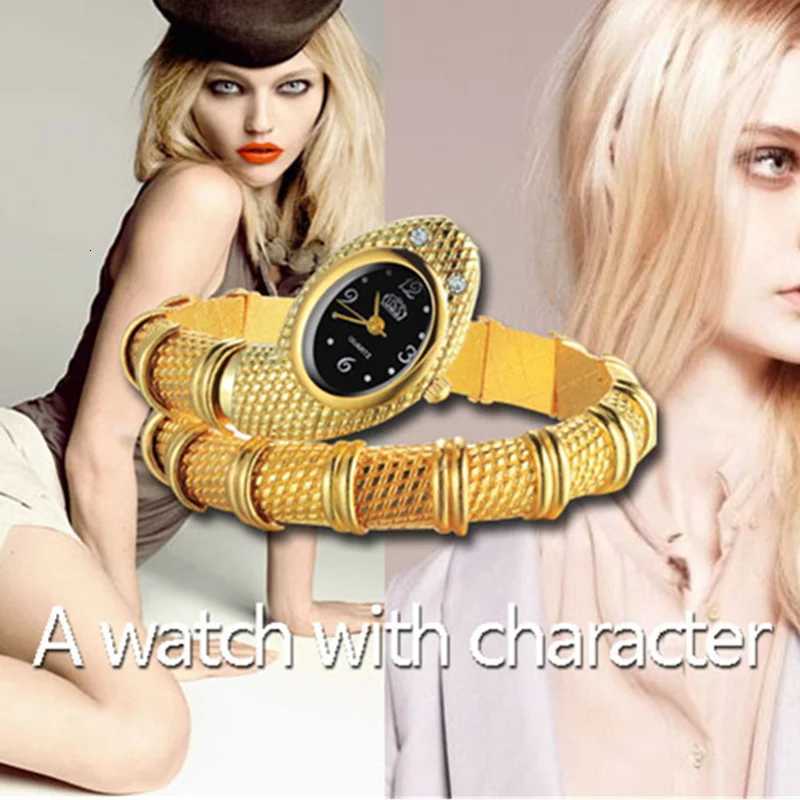 Hot S Unique Fashion Wristwatches Wen Ladies Snake Shaped Bracelet Watch Crystal Fem Watches Luxury Silver Gold Clock X250904