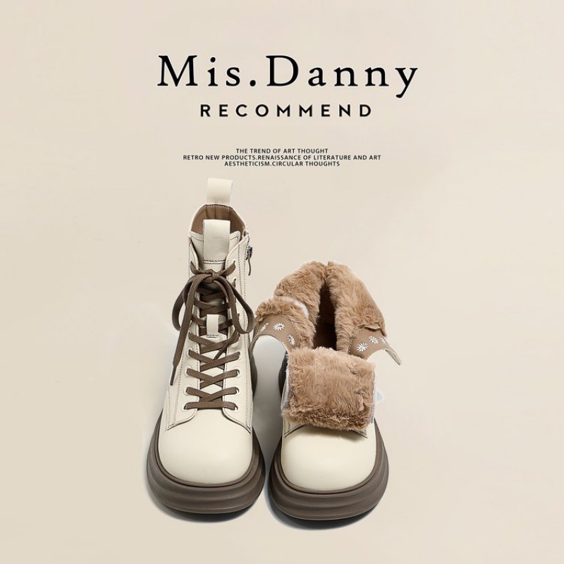 Hot new free shipping designer boots for womens Martin Boots black beige New thick soled lace up versatile Martin boots